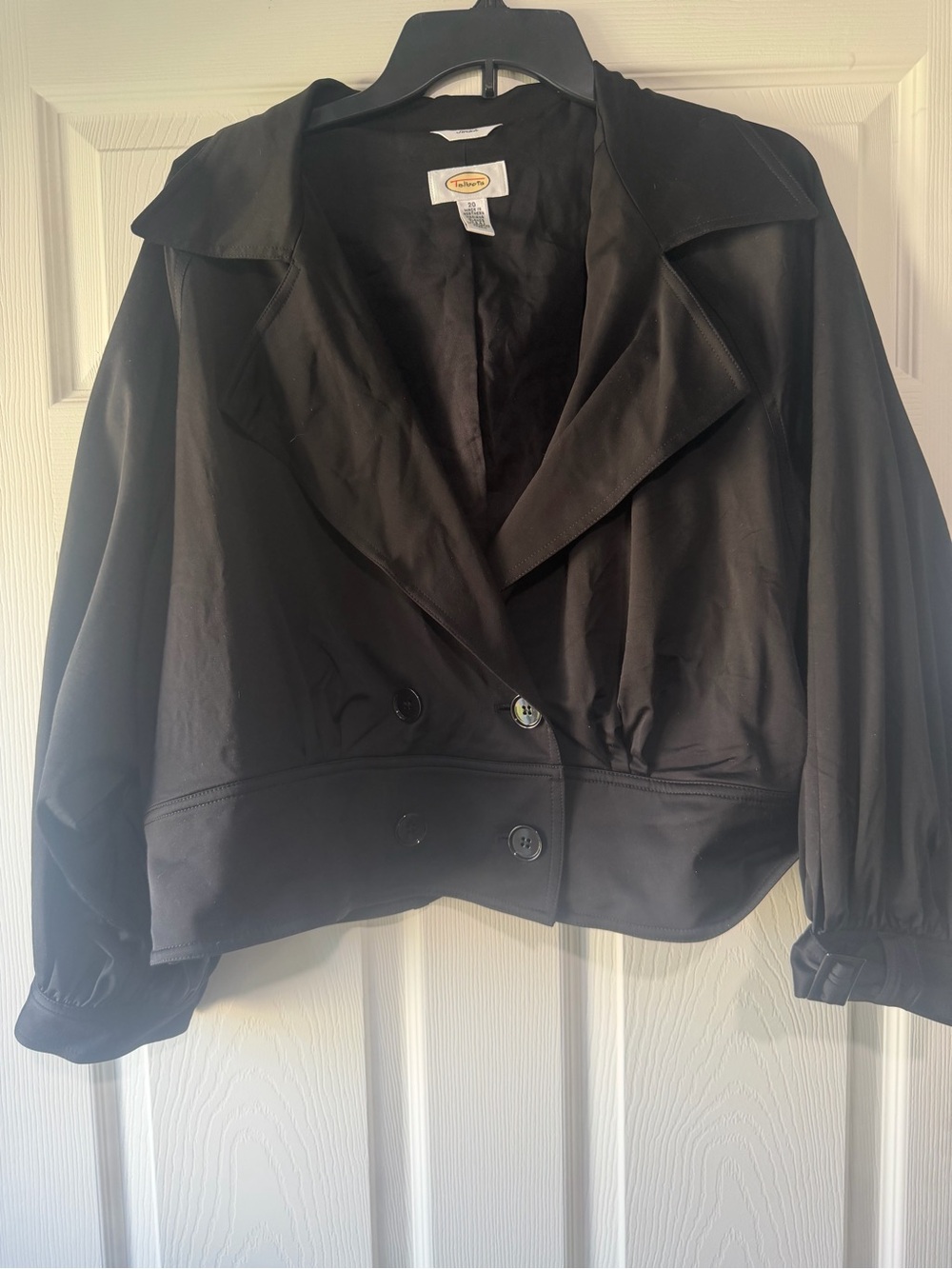 Talbots Black Cropped Double-Breasted Blazer
